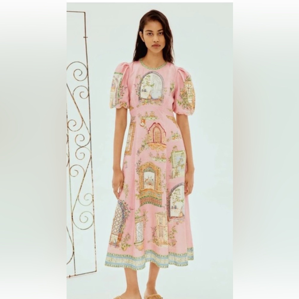 Alemais Blush and Multicolor Patterned Midi Dress